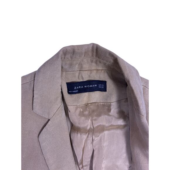 Zara Woman Beige Khaki Peacoat Trench Blazer XS Double Pocket Business Casual - Picture 3 of 5